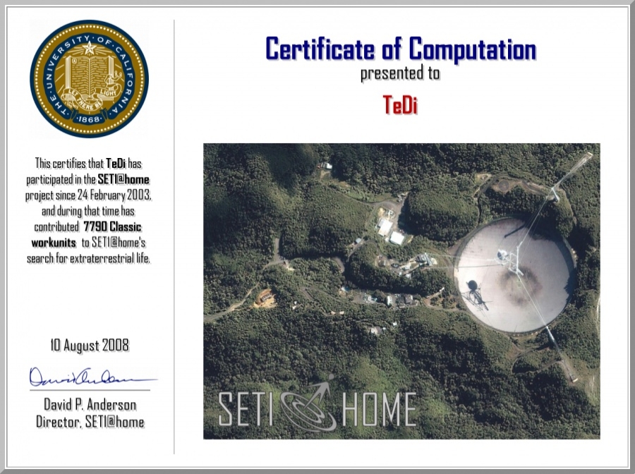 SETI-Classic Zertifikat 08.2008 - 